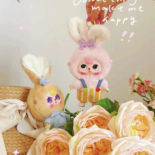 Baby Three Series Macaron Cute Bunny Plush Doll Blind Box, Doll Model Ornament Mystery Box