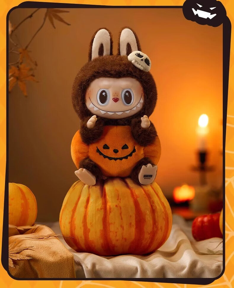 POP MART LABUBU  Happy Halloween Party Series-sitting Pumpkin Vinyl Plush Doll Pendant Action Figure